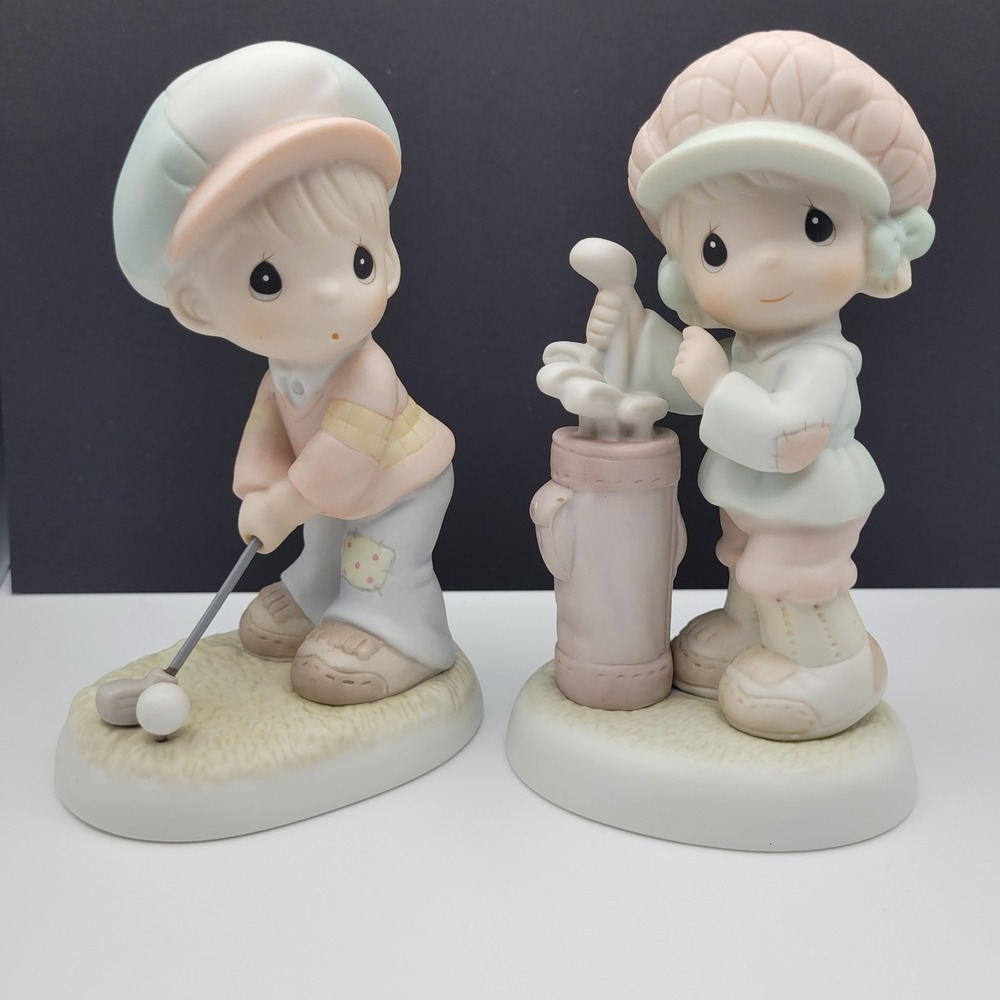 Precious Moments Golf Figurine Set 532096 526193 Boy and Girl Golfers